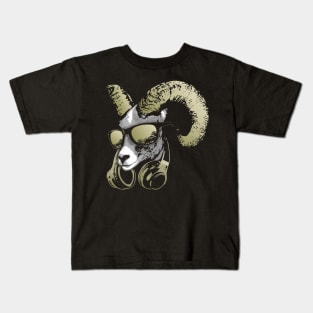 DJ Goat Bling Cool and Funny Music Animal with Headphones and Sunglasses Kids T-Shirt